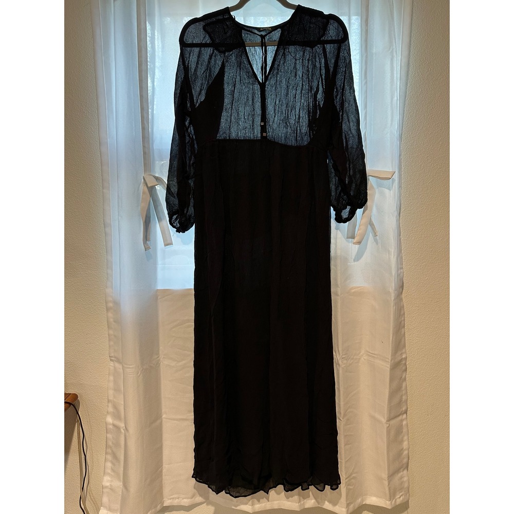 Massimo Dutti Maxi Flowy Sheer Top Lined Skirt Kaftan‎ Dress Size Small
